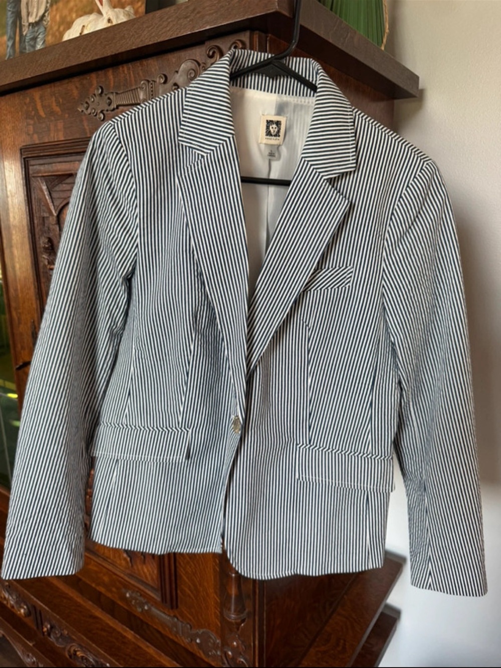 Anne Klein Black & White Pinstripe Blazer